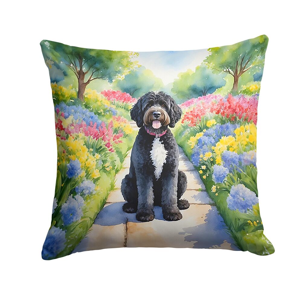 4225 Spring Path Throw Pillow, 18Hx18W, Portuguese Water Dog 6698